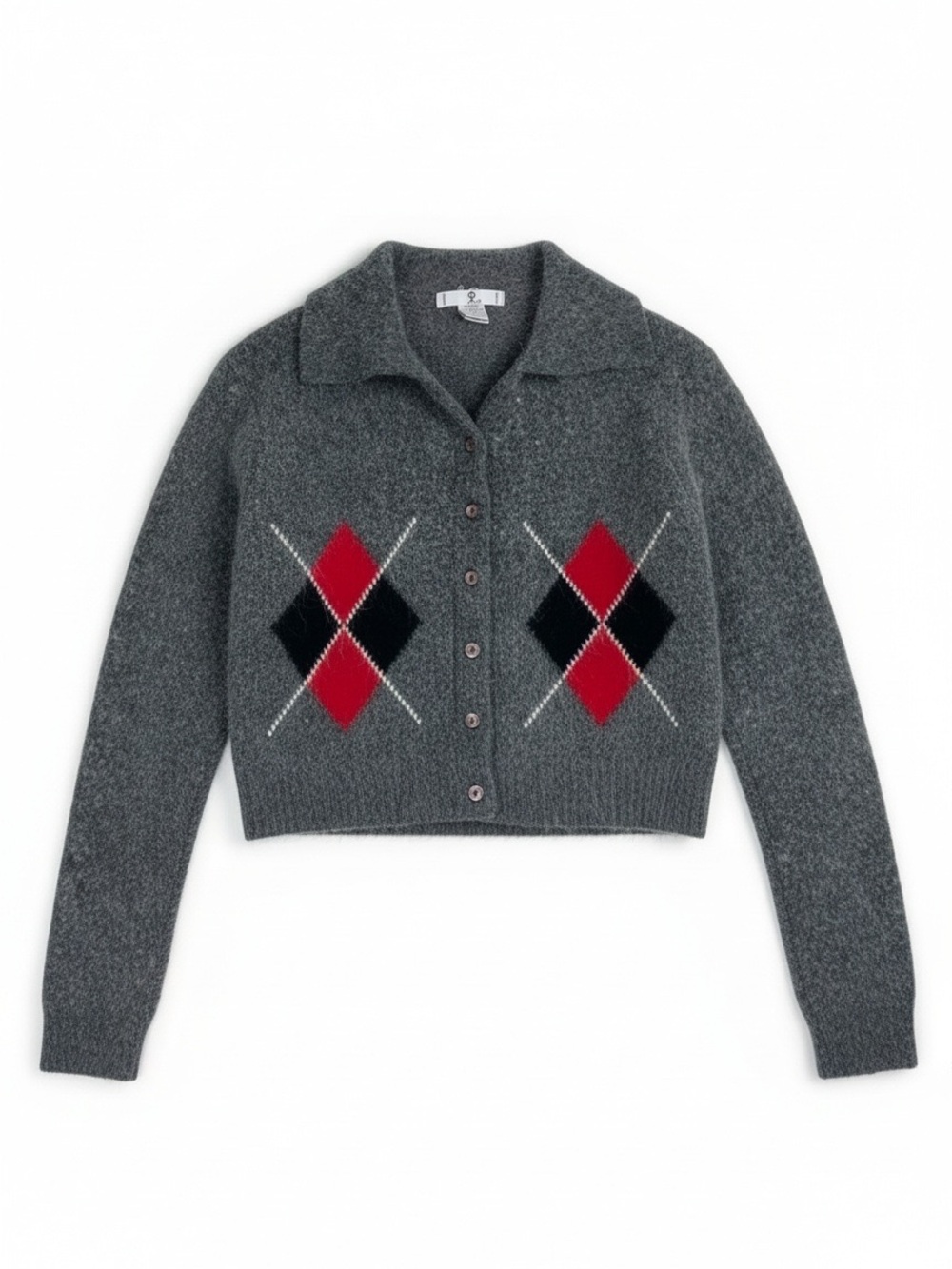 Rampage VTG Argyle Cardigan in Gray - sz M Juniors